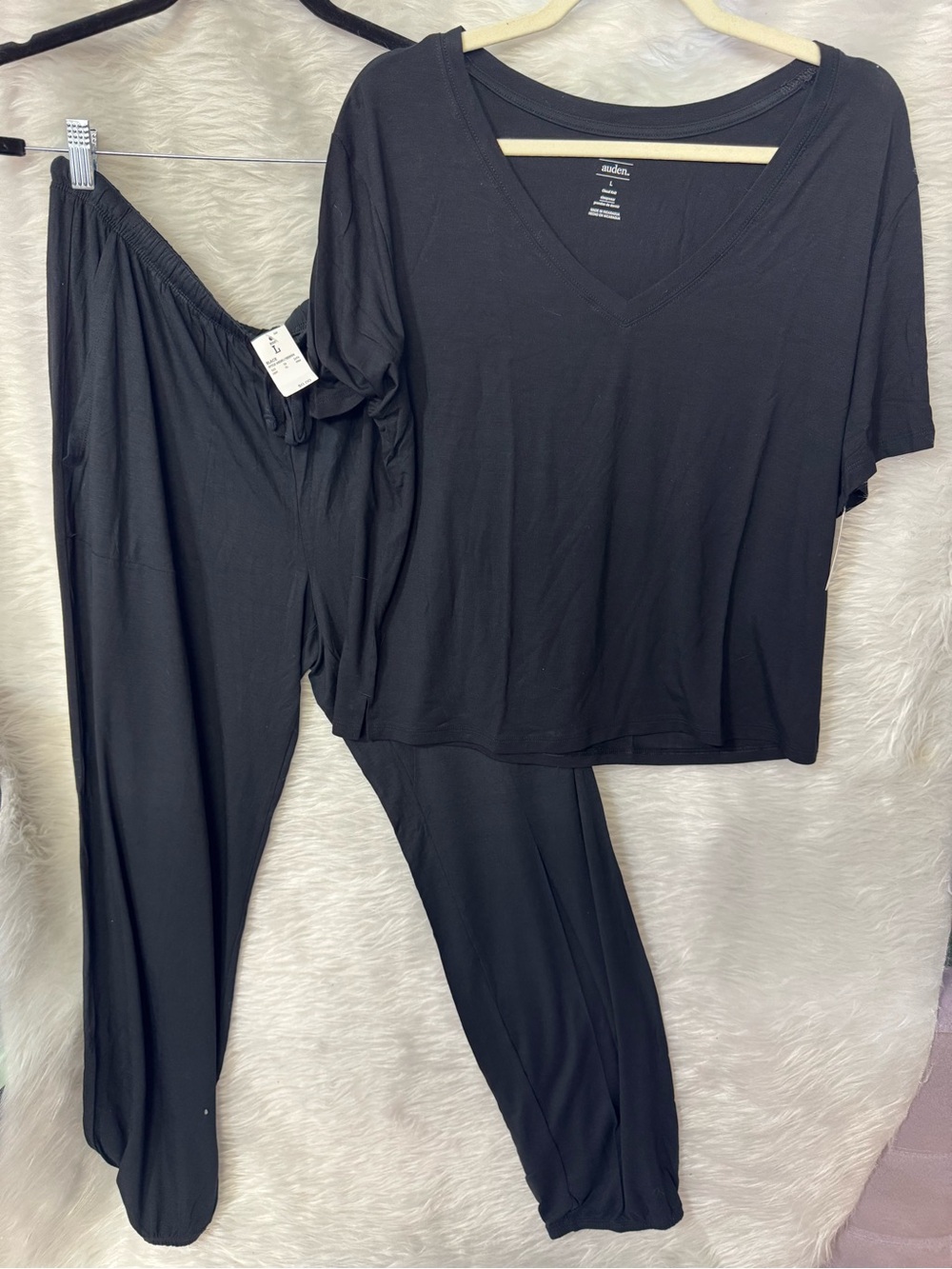 Auden Black V-Neck Lounge Pajama Set